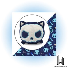 Tote Bag with Plushie: (Dark Blue Skulls + Dark Blue Skull Cat)